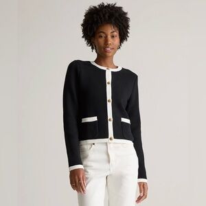 Quince Black and White 100% Organic Cotton Sweater Jacket